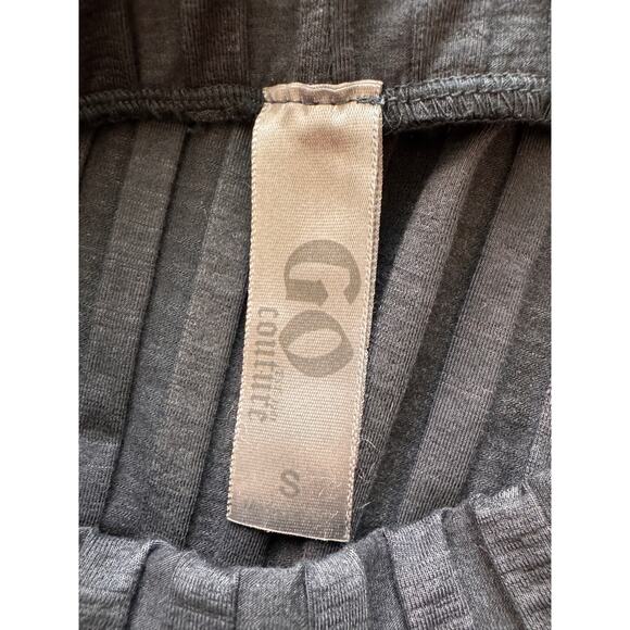 NEW GO COUTURE Black Ribbed Elastic Waist Pull On Tulip Hi-Low Midi Skirt Size S - Picture 6 of 7